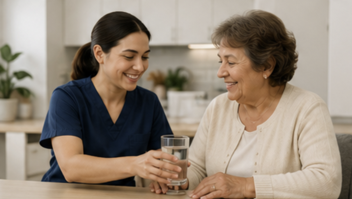Compassionate caregiver in home